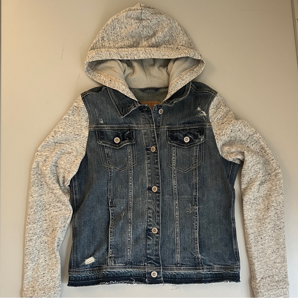 Hollister Distressed Denim Sweatshirt Jacket